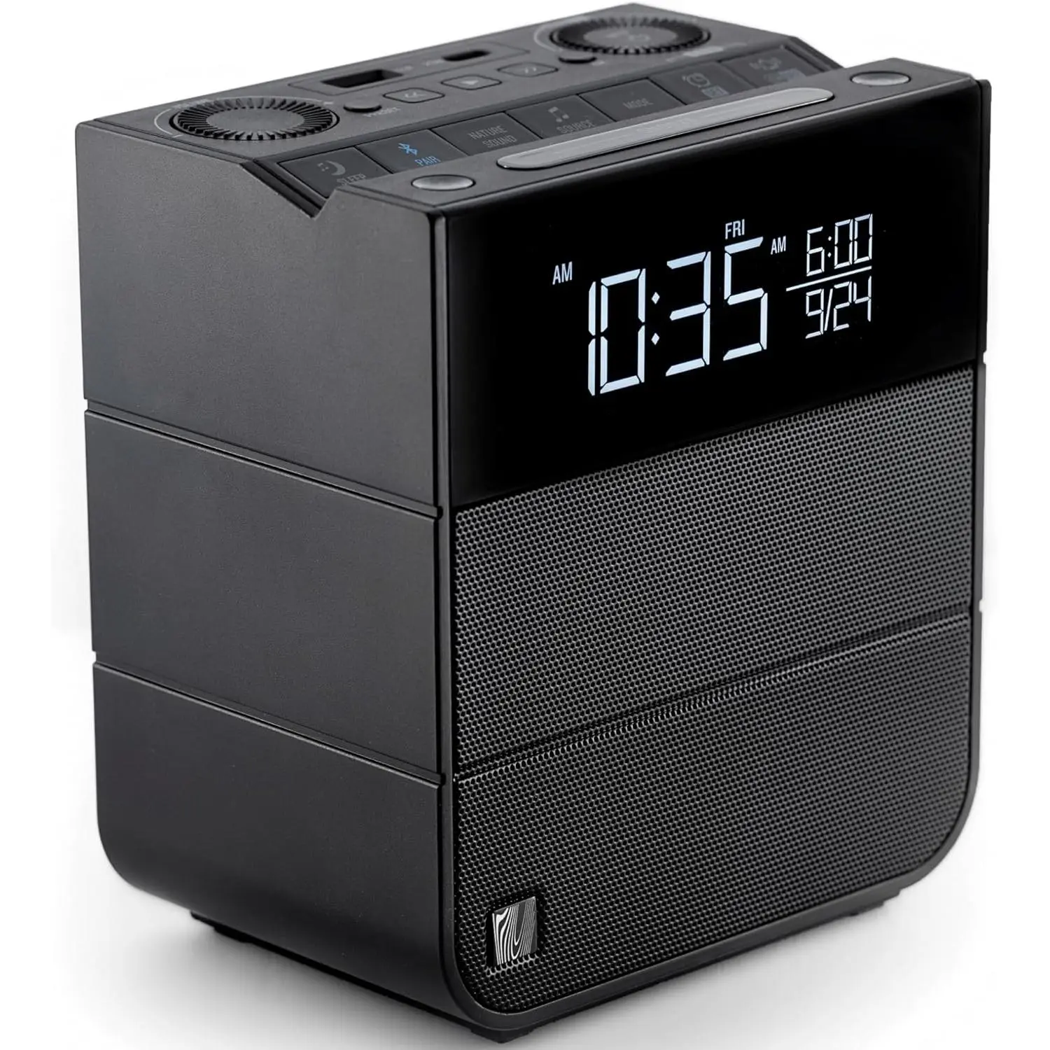Sound Rise II, SFQ-16: Bedside  Clock Radio &  Speaker, with Large Display Screen, FM Radio,  USB , and Nature Sound