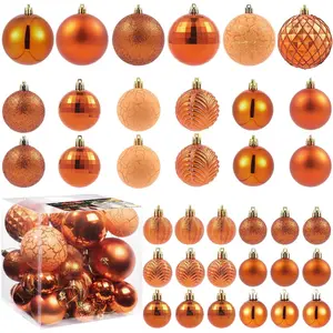 36pcs Copper Orange Christmas Tree Decorations Balls, Bolas De Navidad, 2025 Christmas Decor, Indoor Outdoor Shatterproof Christmas Ornaments, Xmars Wedding Suppiles