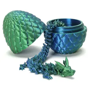 3D Printed Dragon Easter Basket Stuffers Surprise Egg,Articulated Crystal Dragon in Egg,Executive Dragon Fidget Desk Toys,Christmas Decorative Easter Egg Fillers Gifts for Boys Kids (Multicolor)