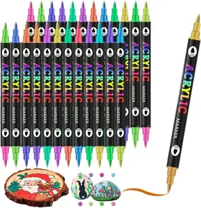24/72/96Colors Acrylic Paint Markers,Dual Tip Drawing Marker Pen for Adult Art,Rock Painting,Ceramic,Wood,Plastic,Calligraphy,Scrapbooking,Brush Lettering,Card Making,DIY Crafts coloring book marker set   school supplies art work