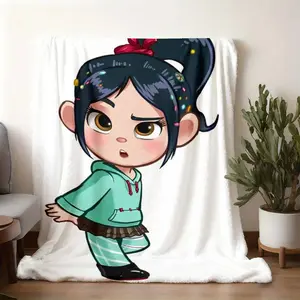 2026 new model printed with patterns Vanellope von Schweetz Themed Flannel Blanket, Wreck-It Ralph Peripheral Soft Skin-Friendly Throw Blanket, Multi-purpose Warm Blanket for Bedroom and Living Room