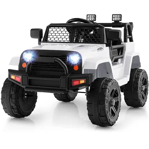 COSTZON Unisex 12V Battery-Powered Kids Remote Control Kart Ride-On Truck (3-5 Years) with Ride on Wheels, Spring Suspension, Headlights, Horn & Music Button, MP3, USB & Aux Jack, Slow Start, Birthday Gift Toy