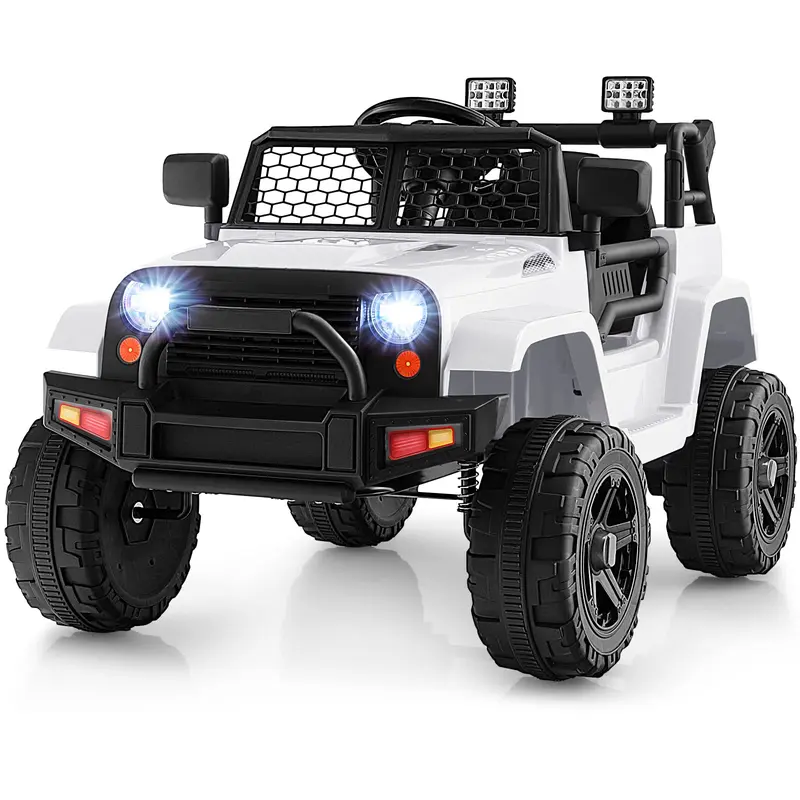 COSTZON Unisex 12V Battery-Powered Kids Remote Control Kart Ride-On Truck (3-5 Years) with Ride on Wheels, Spring Suspension, Headlights, Horn & Music Button, MP3, USB & Aux Jack, Slow Start, Birthday Gift Toy