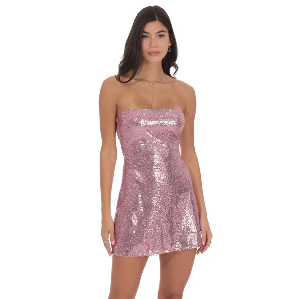 Sequin Strapless Dress in Pink Rose - TikTok Shop Sequin Strapless Dress in Pink Rose - TikTok Shop