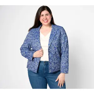 Isaac Mizrahi Live! Super Stretch Woven Jacquard Blazer