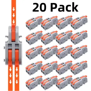 20 Pack Lever Wire Connectors, 1 in 2 Out DIY Mini Splicing Compact Splitter Docking Terminal Block Electrical Connectors 24-12 AWG - Home Improvement.
