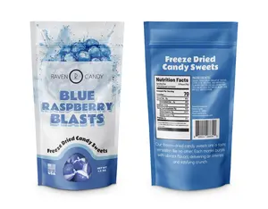 Raven Candy Blue Raspberry Blasts Freeze Dried  1.5 oz Sweet Snack Bite Tangy Flavor Candies