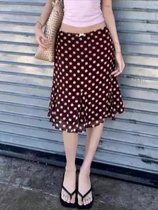 2026 Spring Women Fashion Womenswear Chic Elegant Skirt Casual Commuter Elegant Versatile Slim Fit Polka Dot Midi Skirt