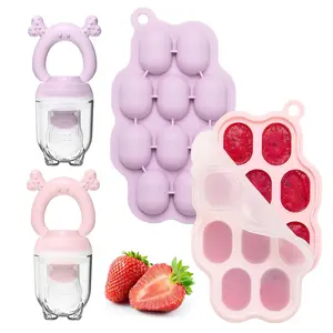 Breastmilk Popsicle Molds &  Fruit Feeder (2 Pack),   Freezer Tray Storage Containers,  Pacifier Feeder and Teether