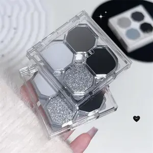 Light Star 4-color  Shadow Plate  Makeup Dark  Dark Cement Plate Cross-border Brightening Makeup Cosmetics Soft Glam Soft Summer Palettee Makeup Produ rainbow powder glitter eye black Pearlescent Matte  Stick Set Waterproof Smoky Eyeshadow  Chrome palette