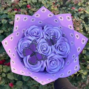 Barrio Themed Bouquet with purple Butterfly Decorative Flowers in purple Floral Packaging