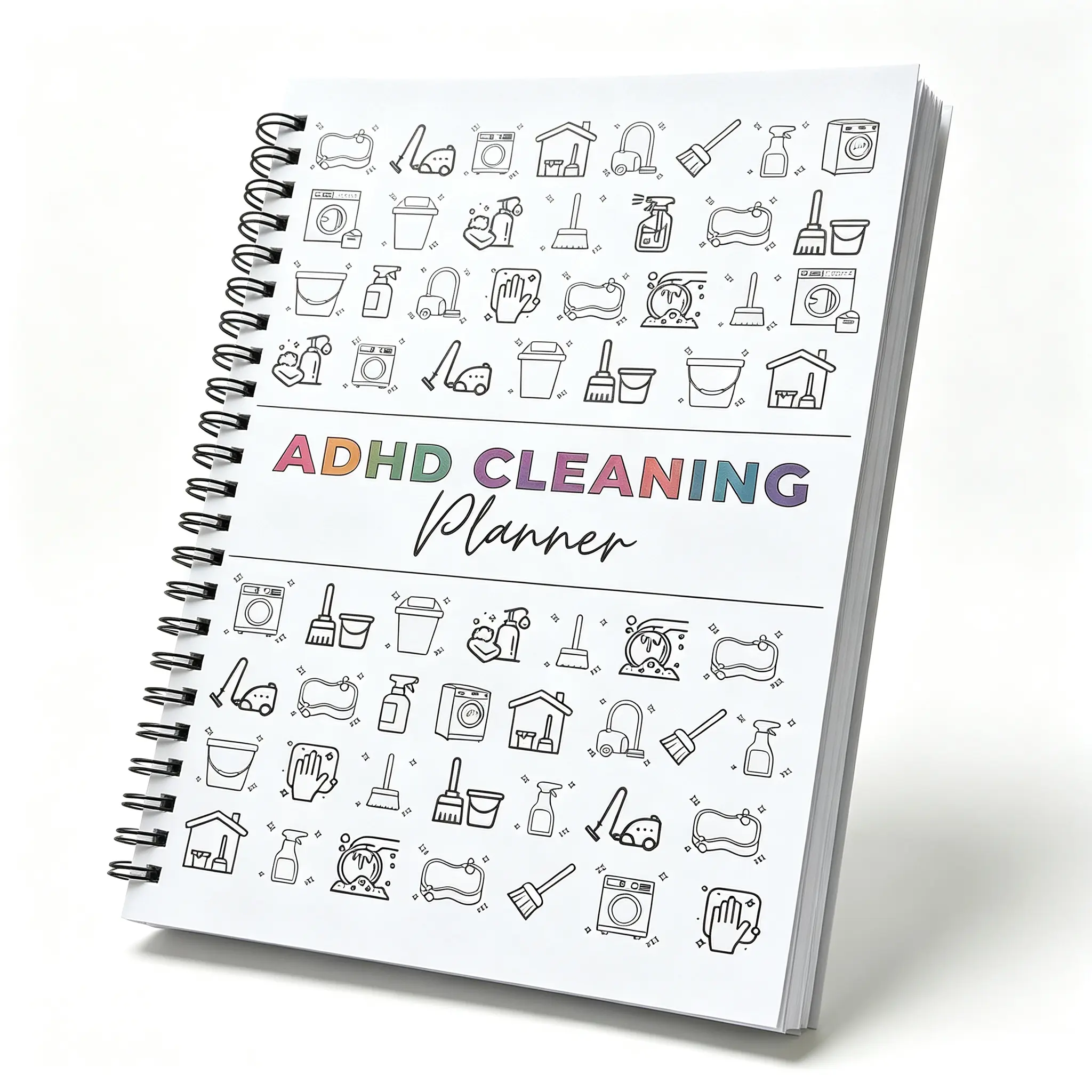 ADHD Cleaning & Home Organization Planner for Adults, Room-by-Room Chore Checklist Featuring Time Blocking, Declutter, Habit Tracker & Reward System