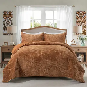 Luxury  Quilt Set  Size, Ultra Soft  Bedding Sets, Lightweight Quilted  Quilt Bedding Set,  Bedspread Coverlet with 2 Shams for All Season, Golden Camel