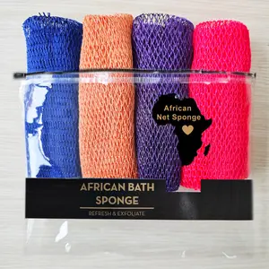 4 Piece African Exfoliating Net Sponge Bundle, for SENSITIVE SKIN, Bath sponge