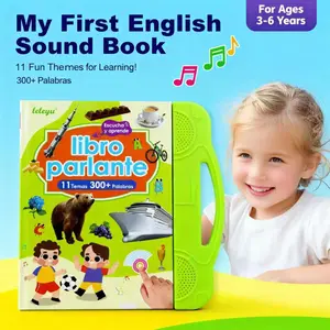 【Leleyu】Bilingüe Español-Inglés Libro Sonoro para Niños 1-6 Años | 300+ Palabras + 11 Temas Educativos | Juguete Interactivo con Música, Animales, Piano y Alfabeto