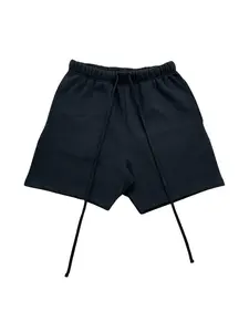 Men's All Black Sweatshorts, Relaxed Fit Casual Streetwear Shorts, Elastic Waist Drawstring Lounge Bottoms with Pockets, Fashion Athletic Shorts for Everyday Wear