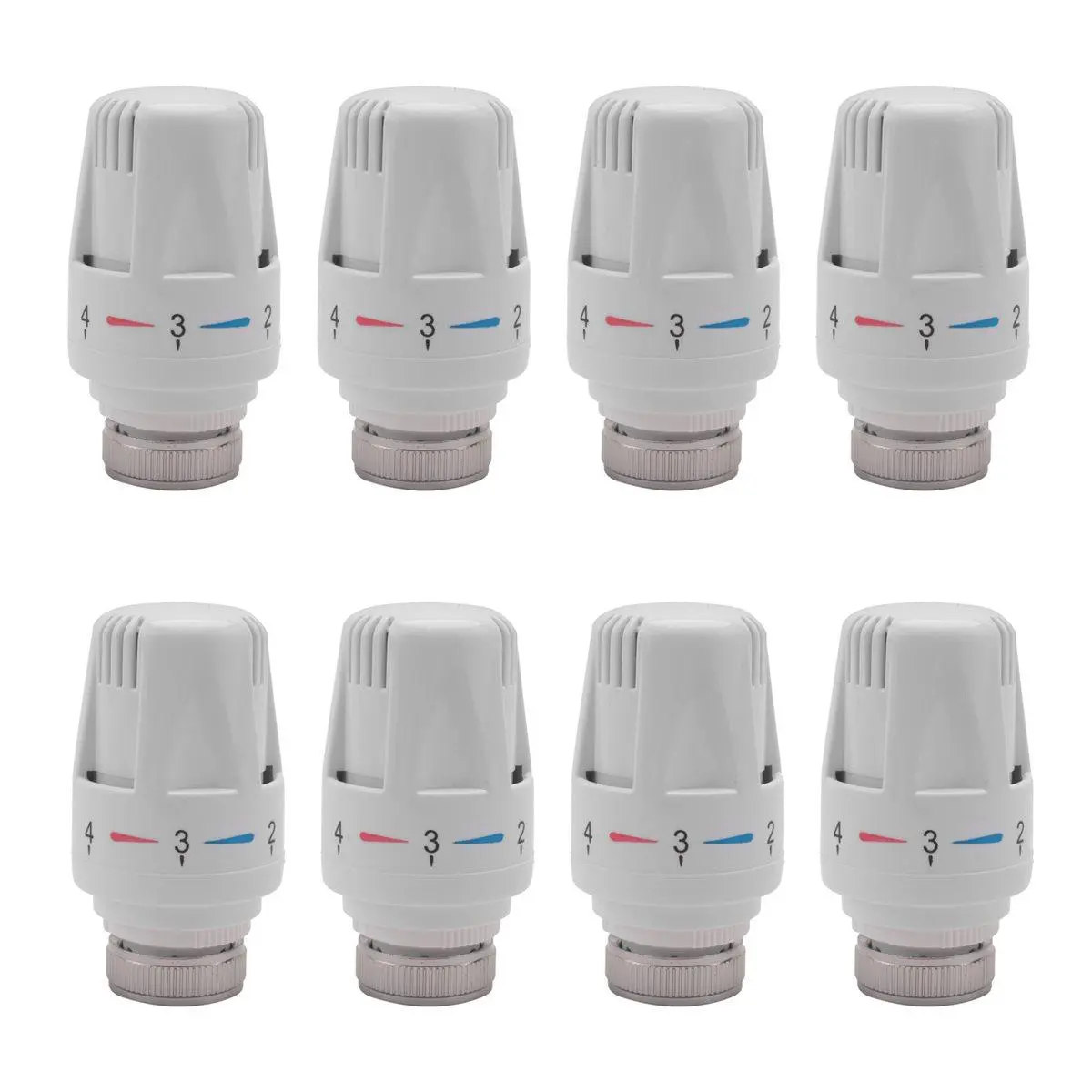 8 ABS Plastic Thermostatic Radiator Valve Replacement Heads - Microcomputer Programmable Temp Auto Control Heating Parts, Overheat Safety with Automatic Cutoff, Home Supplies for Home Decor Use, +/-+/- 1-3Cm, As Shown