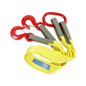 Two Leg Bridle Web Sling 4.92Ft 13227lb Capacity Adjustable Synthetic Rope Rigging Heavy Duty for Safe Lifting Tasks
