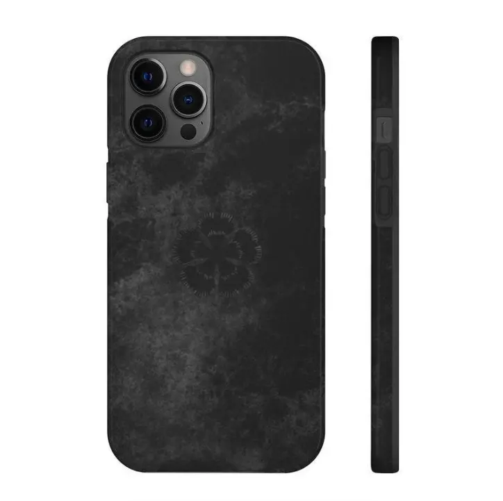 GEEK BAR Phone Case for iPhone 12 - Black Textured Design with Clover Logo  - Protective Cover - TikTok Shop