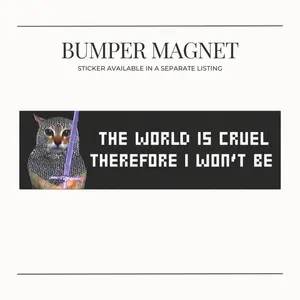 BUMPER MAGNET Knight Warrior Medieval Cat Car Magnet: Funny Dark Fantasy Meme Humor Video Game Lover