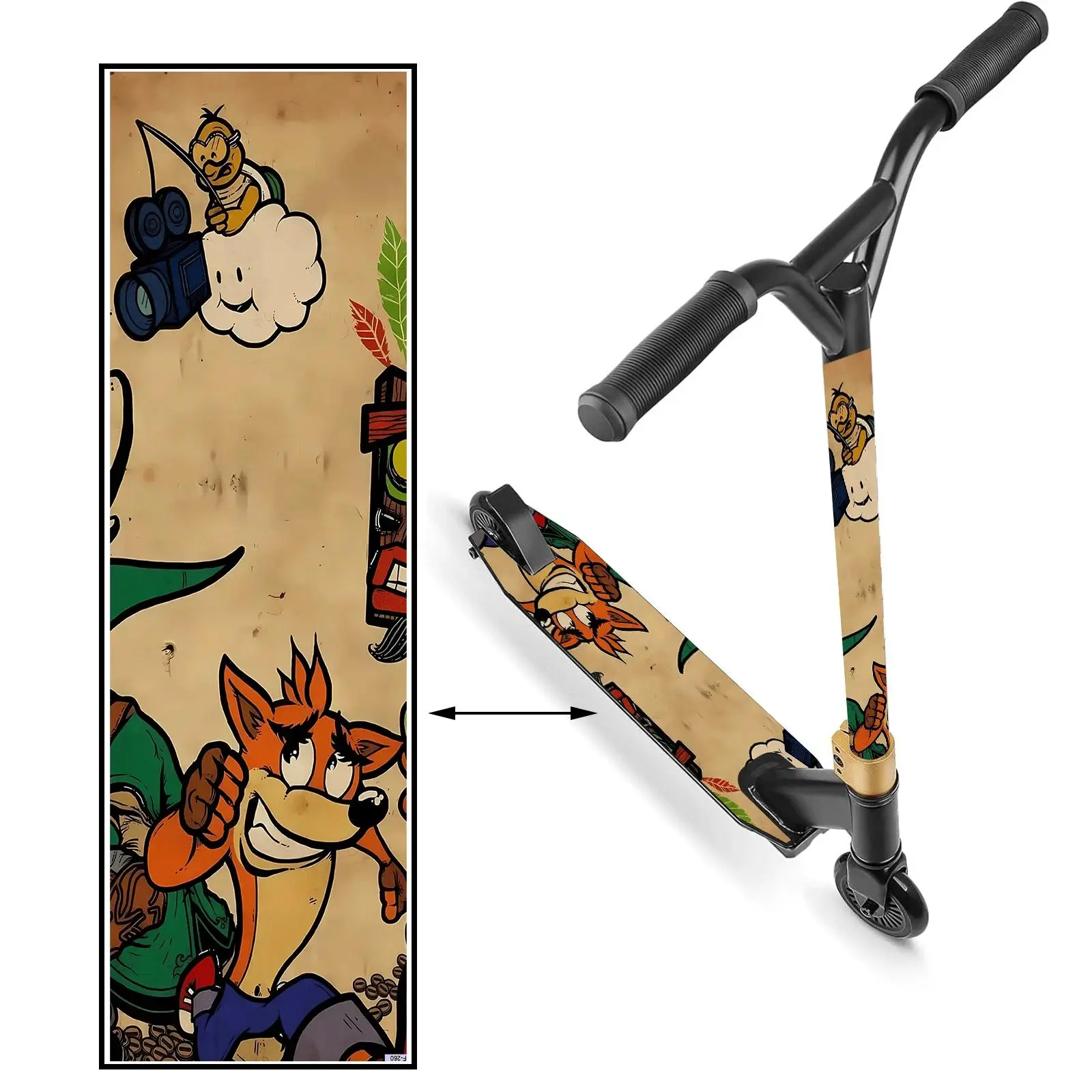 1 card ventilated fox scooter sticker, skateboard body sticker, personalized installation anti-skid PVC material sticker easy to