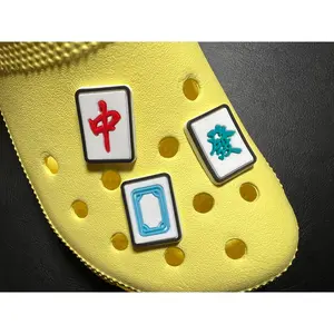 Mahjong Red / Green / White Dragon table game shoe charms