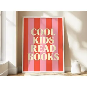 Cool Kids Read Books, Kids Book Wall Art, Inspirational Classroom, Kids Room Poster, Book Nook, Bookish Poster