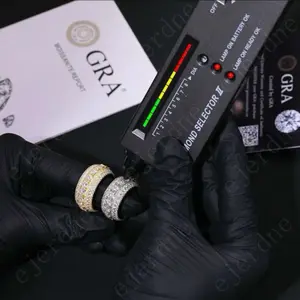 mens 18k platinum plated vvs1 moissanite wedding ring designer jewelry pass diamond tester hip hop rings fashion