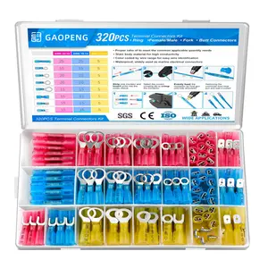 320PCS Heat Shrink Wire Connectors Kit, Electrical Waterproof Crimp Butt Terminals, Insulated Spade Connectors for Automotive Marine Boat Truck, Include Rings Forks Spade Butt Splices, Durable Reliable Connectors