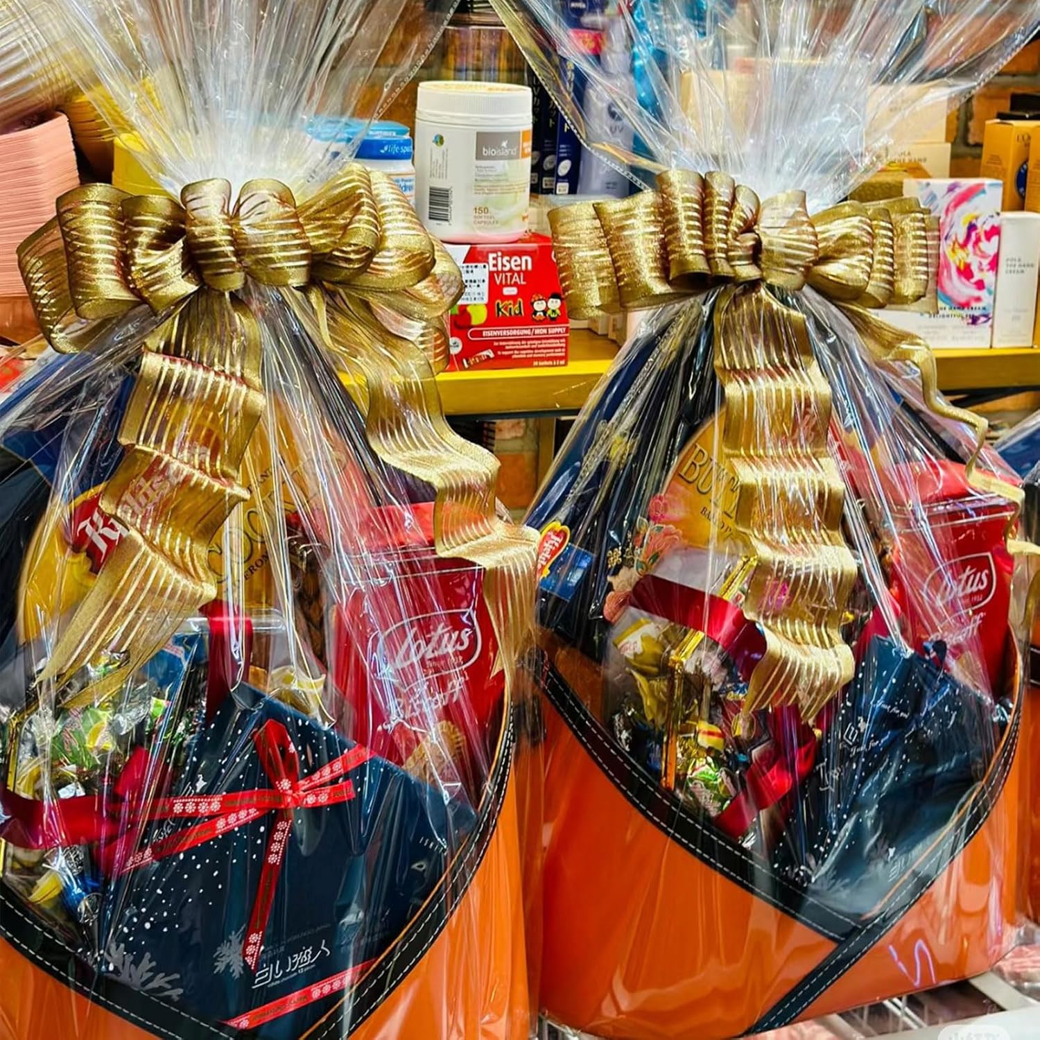 Clear Gift Bags 10 PCS 24x30 Inches Large Cellophane Wrap for Gift Baskets Wrapping Plastic with Ties for Gift Giving, Packaging Products