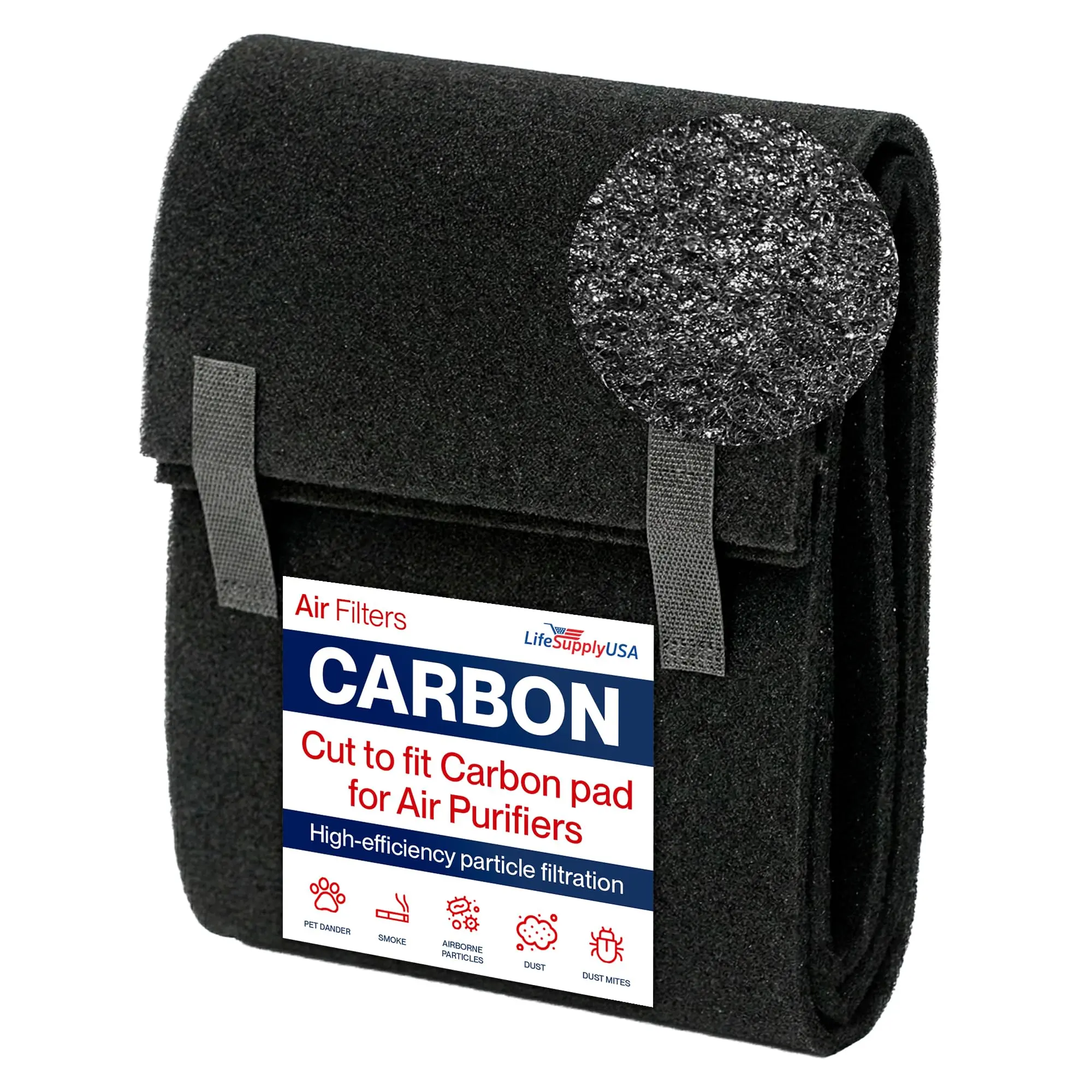 LifeSupplyUSA Cut-to-Fit Activated Carbon Replacement Filter Sheet Pack (16x48in) - HEPA Universal Odor Elim Home & Work Filter Roll, 6-Month Use, Tool-Free Install for HVAC, AC, Range Hood Parts