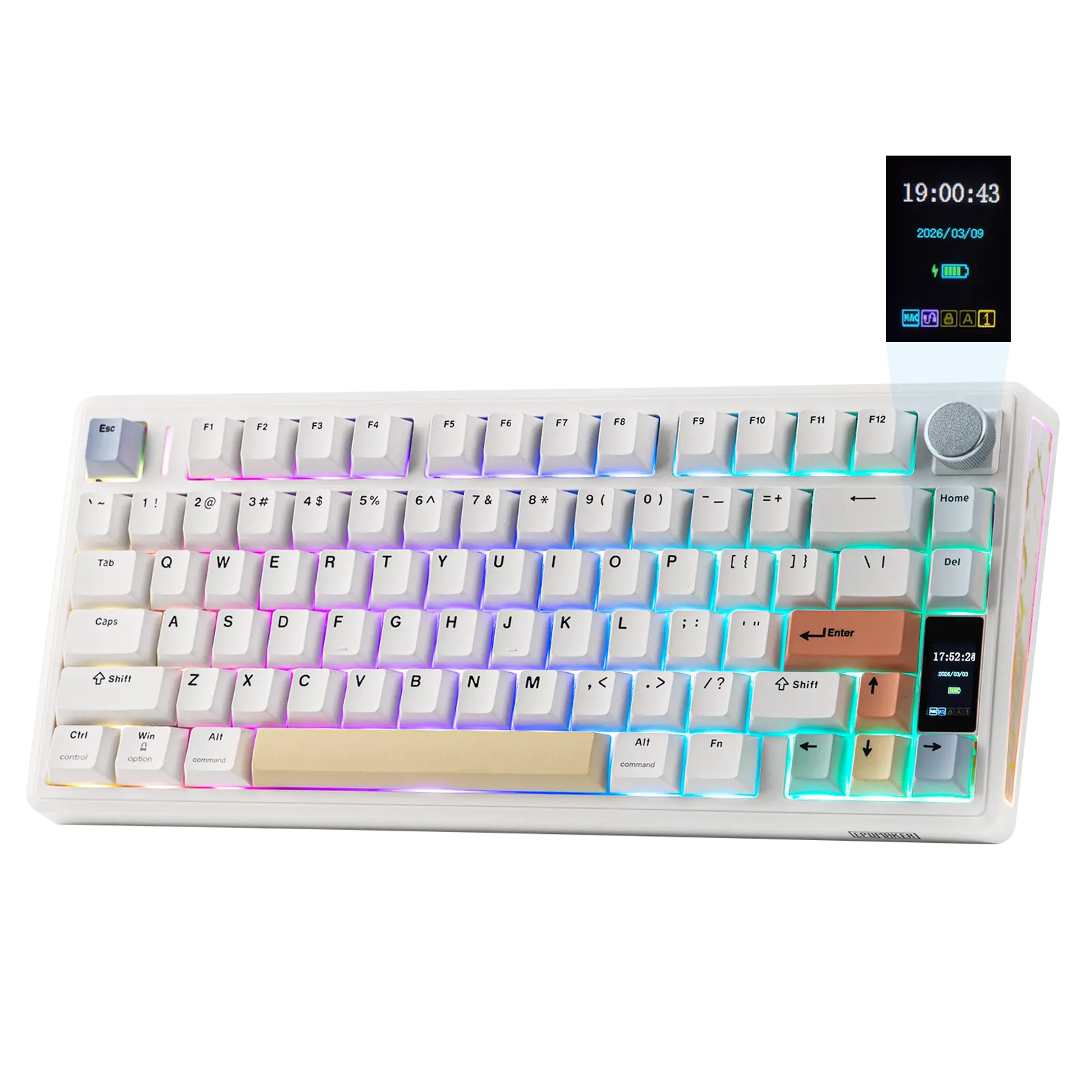 EPOMAKER TH80 V2 PRO Wireless Mechanical Keyboard Screen & Knob 10000mAh & 2.4G/BT Hot-Swap PBT Keycap Mac Modifier RGB Creamy Gasket Custom Gaming Keyboard for Mac/PC