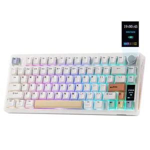 EPOMAKER TH80 V2 PRO Wireless Mechanical Keyboard Screen & Knob 10000mAh & 2.4G/BT Hot-Swap PBT Keycap Mac Modifier RGB Creamy Gasket Custom Gaming Keyboard for Mac/PC