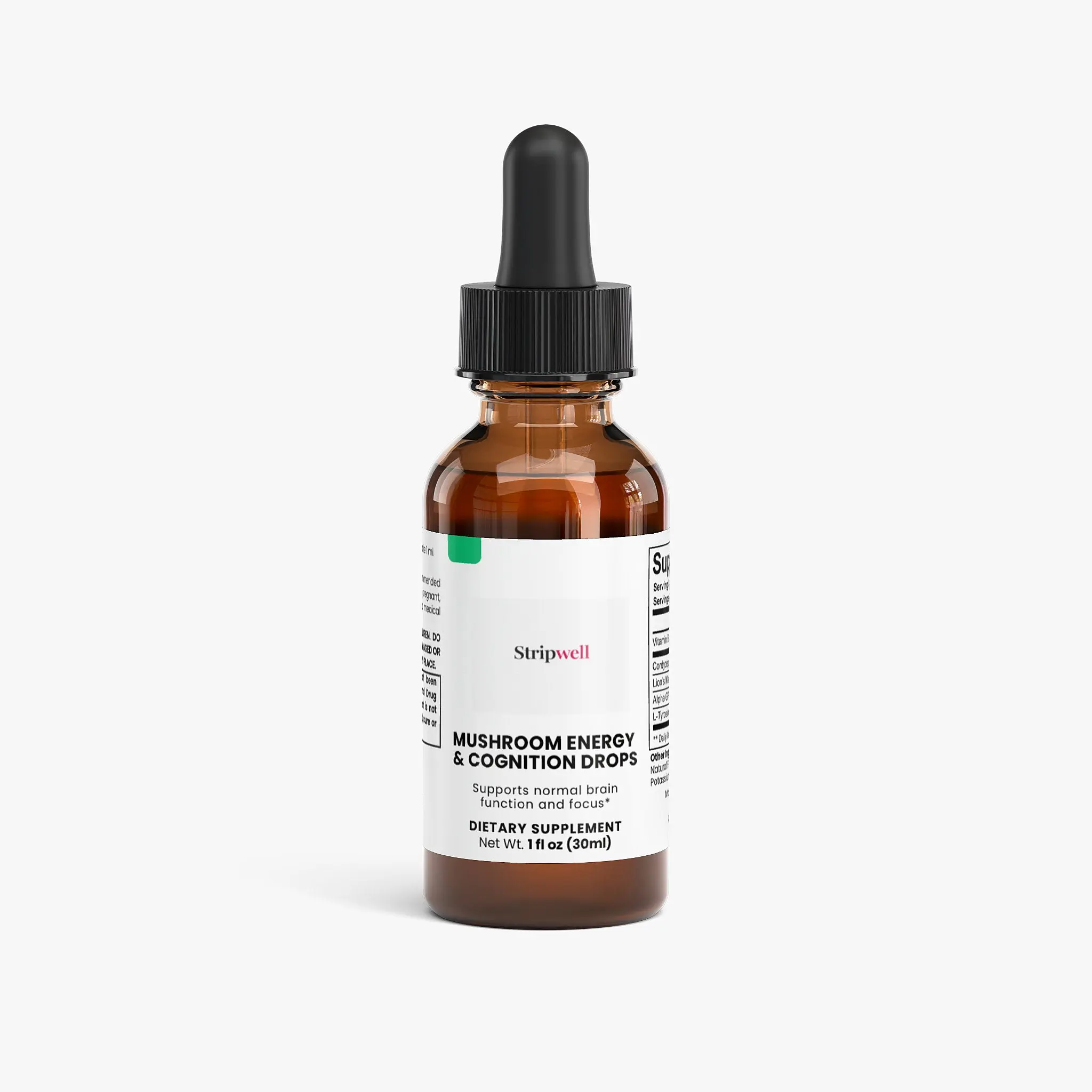 Brain Dietary Supplement for Adults, Sugar-Free Liquid Drops with Lion's Mane & Cordyceps for Energy, Focus, & Cognition Support