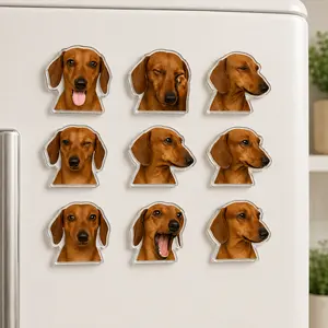 Fashion Dog Shaped Acrylic Fridge Magnet Vintage Puppy Refrigerator Magnetic Sticker Home Kitchen Decor Gift