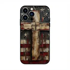 Flag & Cross Pattern Phone Case, Anti-Drop Phone Protector Cover, Phone Accessories Compatible With IPhone 11 12 13 14 15 16 Pro Max/Pro/Plus