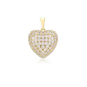 Paved Puff Heart Necklace