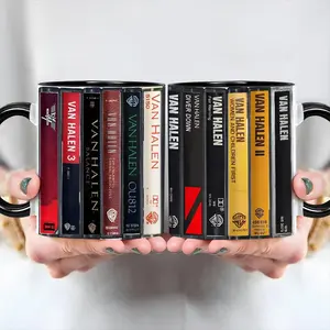 Van Halen Cassette Albums Mug | Retro Rock Tape Collection Coffee Cup | Classic Guitar Music Gift