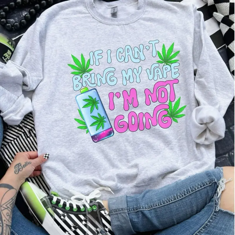 If I Can’t Bring My Vape - Ash Grey - Sublimation-  - Unisex Jersey Sweatshirt