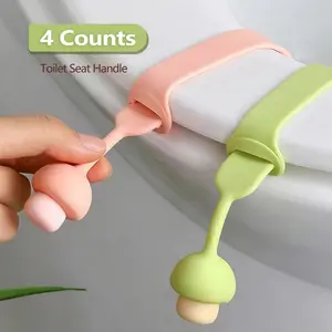 4 Counts Toilet Seat Handle, Durable Silicone Construction, Green Pink Yellow Purple, Easy Use for Home Travel School