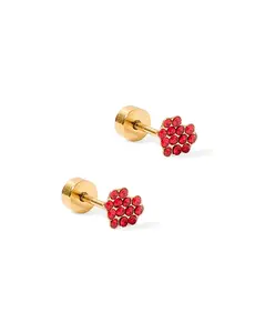 Leo Red Screwback Stud Earrings - Classic Design with Secure Fit