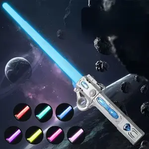Light-emitting laser sword toys, seven-color color light switching sound and light effects, battery children's role-playing weapons, simulation telescopic lightsaber fall-resistant toy swords.