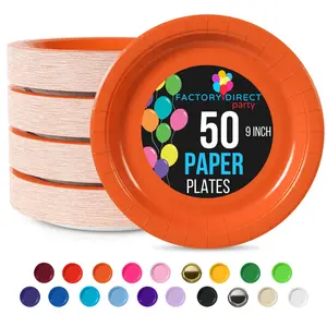 9 In. Orange Paper Plates - 50 Ct.