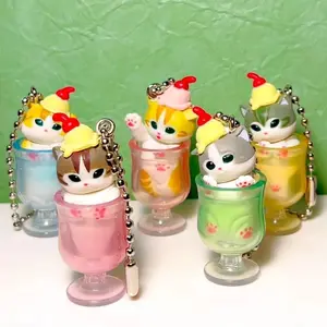Mufosand Ice Cream Cat Blind Box Kawaii Mini Action Figure Keychain Set Cute Anime Collectible Pendant Kid Toys Surprise Gift
