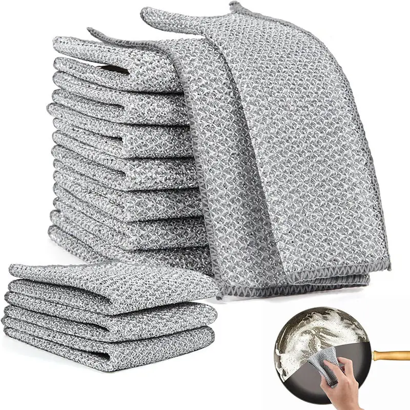 2025 Multipurpose Cleaning Cloth - Scratch-Free Wire Dishwashing Cloth for Wet and Dry Use, Double-Layer Wire Cleaning Cloth for Kitchen Wipes