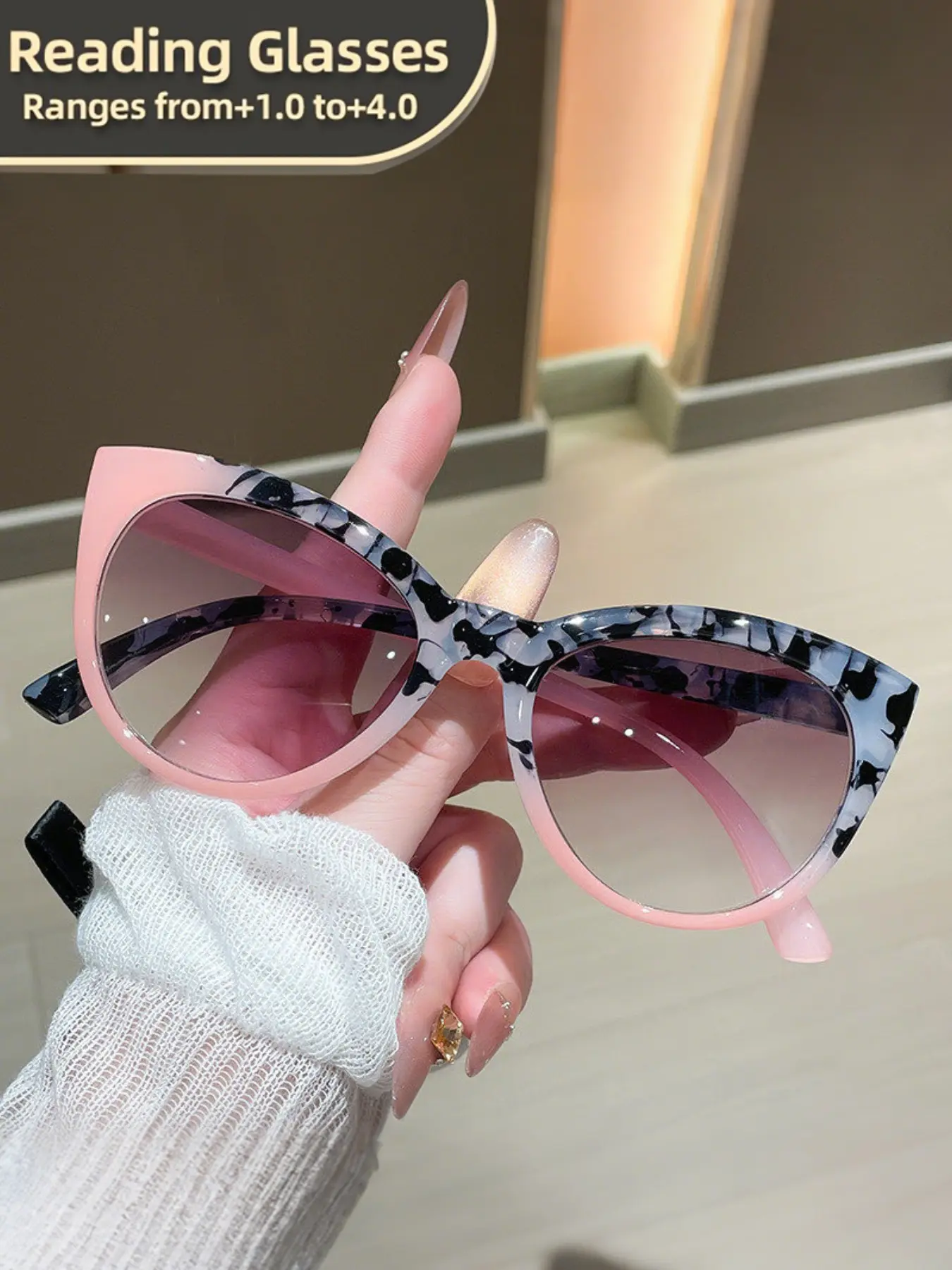 Reading Sunglasses Women Cat Eye Photochromic Computer Reader Stylish Ladies Designer Fashion Fashionable Sunglasses Big Unbreakable Eyewear Tinted Lenses Sunglasses