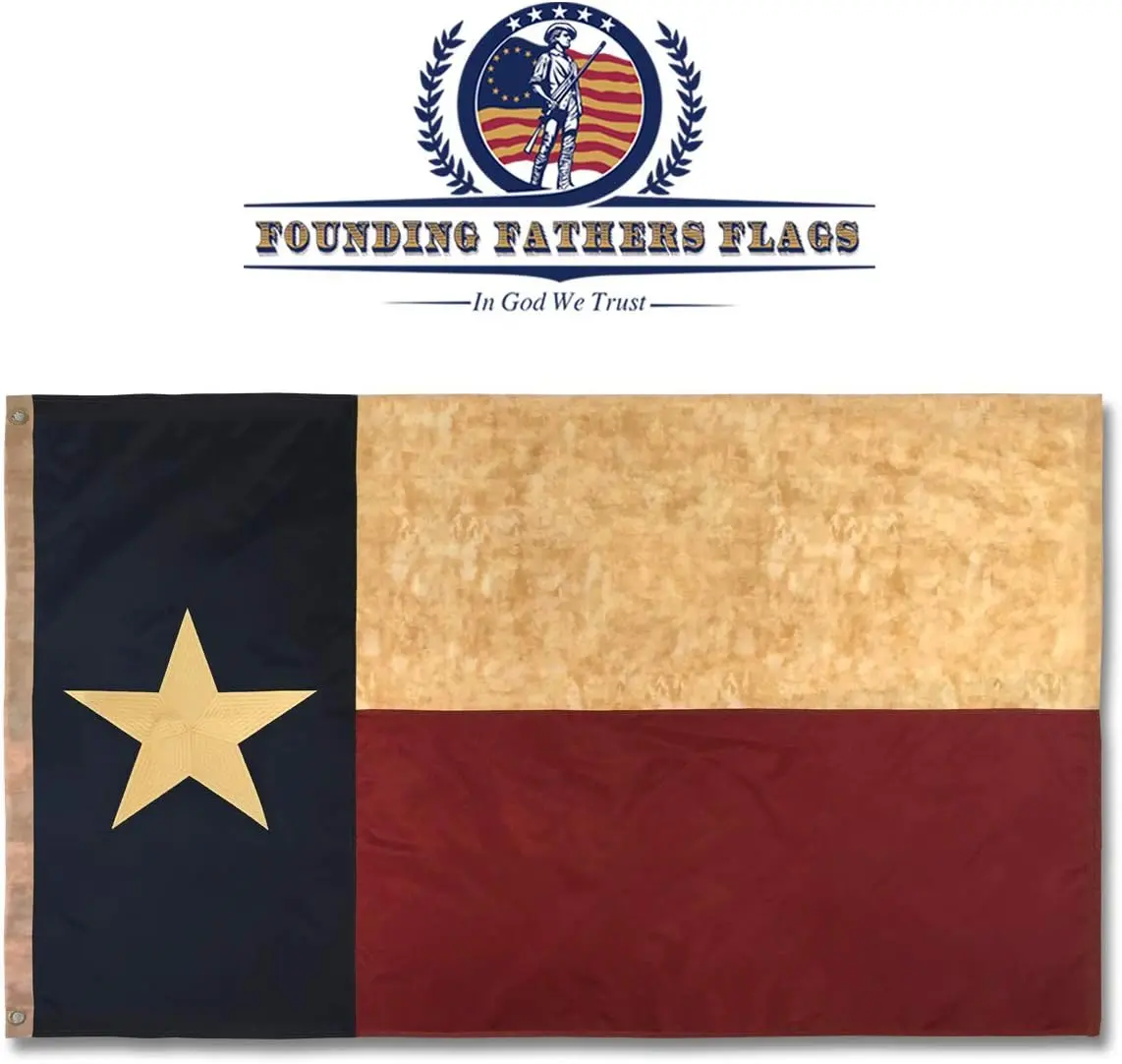 Founding Fathers Flags Embroidered Texas Vintage Flag 3x5ft Oxford Polyester True Patriotism Tea-Stain Design American Heritage