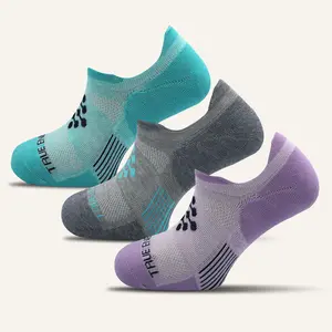 Women’s Colorful Elite Performance No Show Socks with Double Tab – 3 Pair