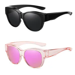 Wzerry Fit Over Sunglasses for Women, Polarized Over-Glasses Round Cat-Eye Shades with UV400 Protection