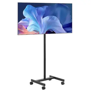 fathersdaygift VEVOR Rolling TV Stand, Mobile TV Cart for 17-55 Inch Screens, Portrait to Landscape, Portable TV Stand with Wheels Holds up to 44 lbs for Living Room, Bedroom, Office, Outdoor, Max VESA 200x200mm